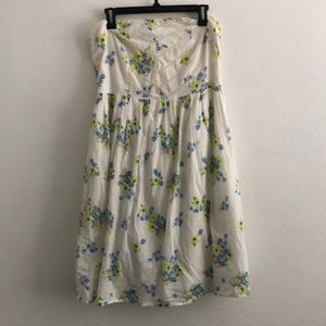 White Floral Old Navy Strapless Dress